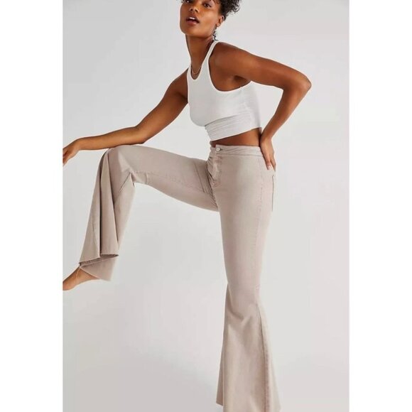 NWT Free People Just Float On Flare Jeans High Rise in Peach Neutral Tan 28 - Picture 5 of 16
